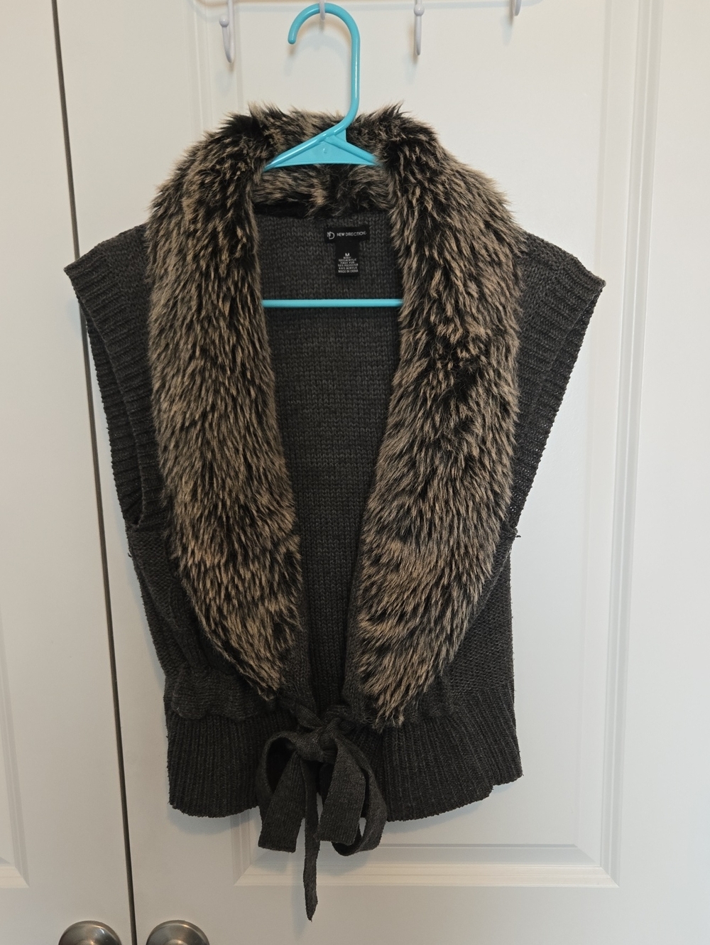 New Directions Faux Fur Collar Sweater Vest